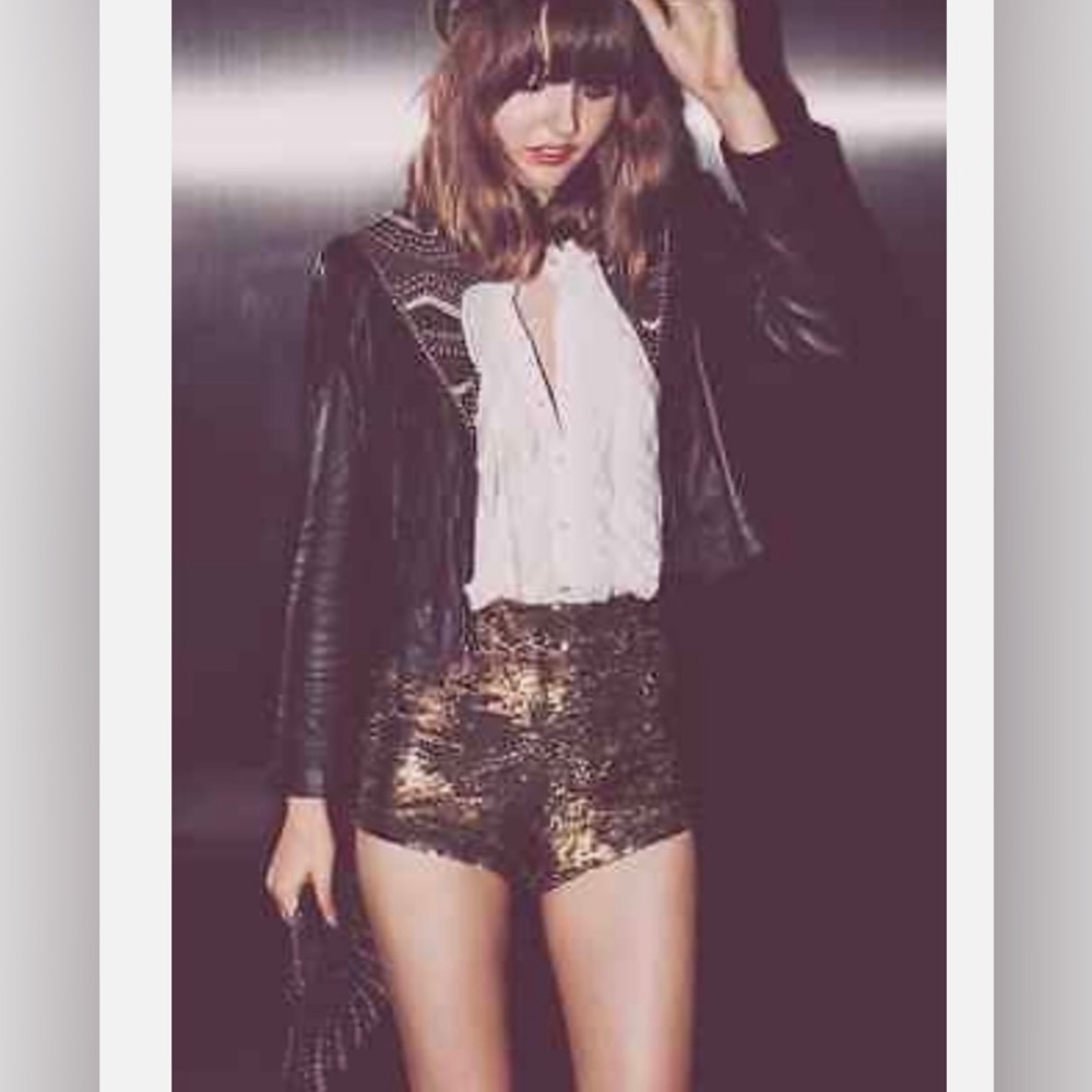 NWT  Free People Bronze Sequin Sparkle Shorts